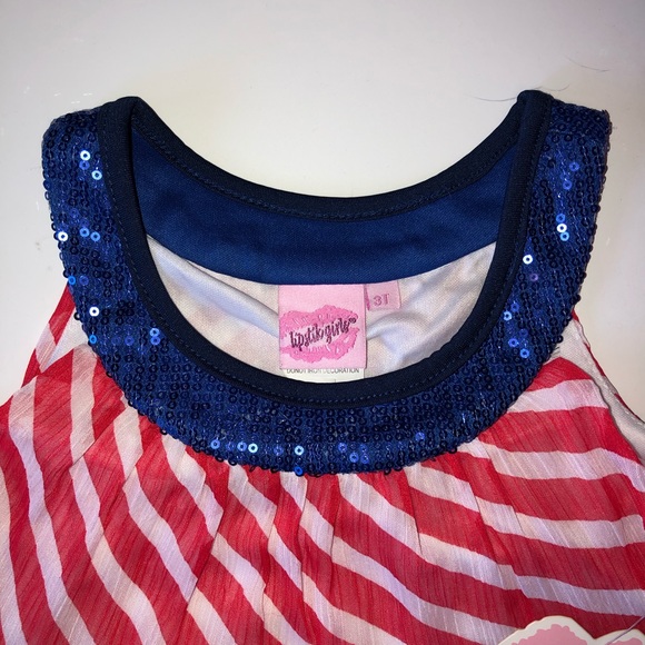 NEW LIPSTIK GIRLS PATRIOTIC RED / WHITE / BLUE DRE - Picture 3 of 7